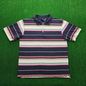 Bugle Boy‎ Polo Shirt Mens Large Multicolor Striped Vintage Y2K Preppy Casual